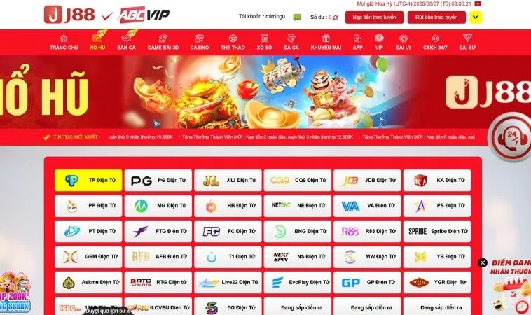 Nhà cái J88 hợp tác với nhiều nhà cung cấp game nổ hũ uy tín