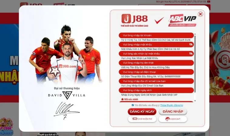 Đăng Ký J88 Nhận 88K Thưởng Hấp Dẫn Ngay Hôm Nay 2 Giao diện đăng ký J88