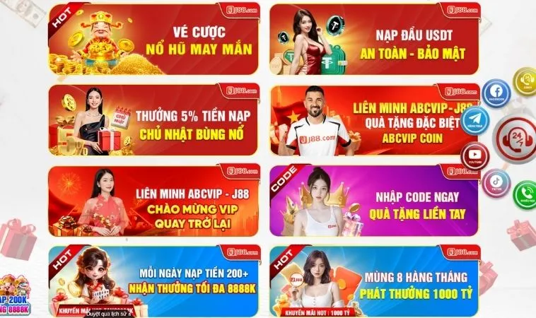 Khuyến Mãi J88 Siêu Hấp Dẫn Chào Đón Tân Thủ Và Thành Viên Lâu Năm 2 Vô vàn các chương trình Khuyến mãi J88 hấp dẫn tặng hội viên